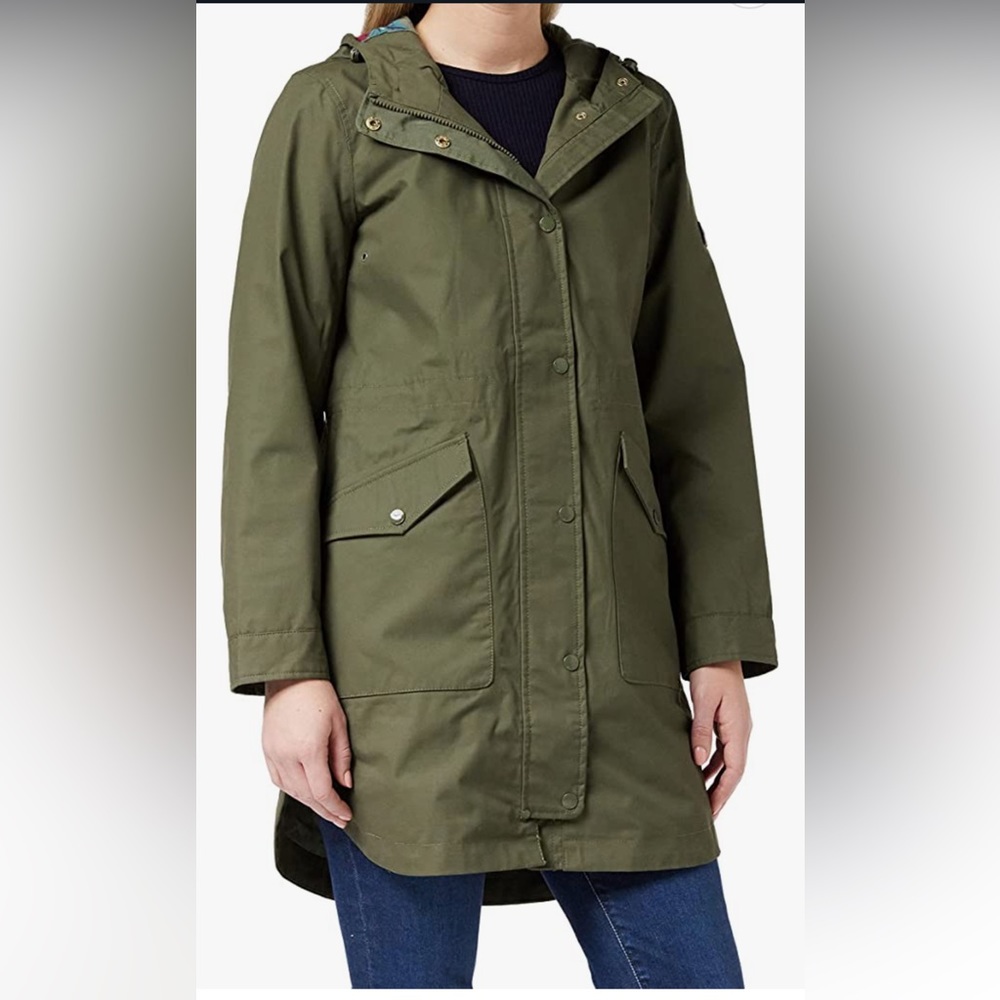 Joules Outerwear Women’s Rain Jacket SZ 14 Olive Green/Grapeleaf